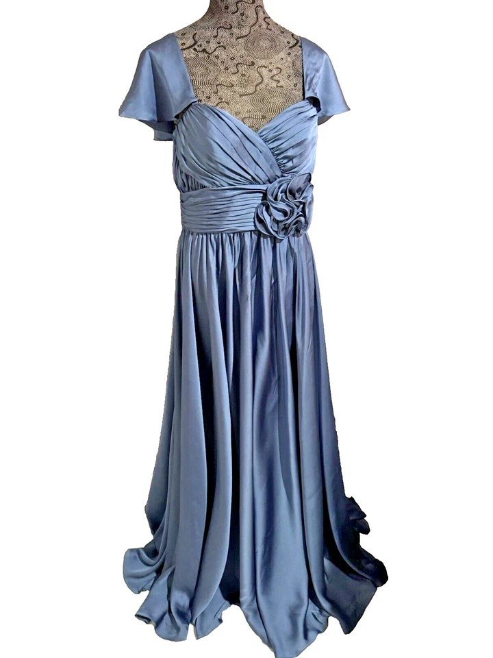 NWOT JS Collections Grecian Chiffon Dress/Gown Classic Blue Size 10 - Image 2 of 4