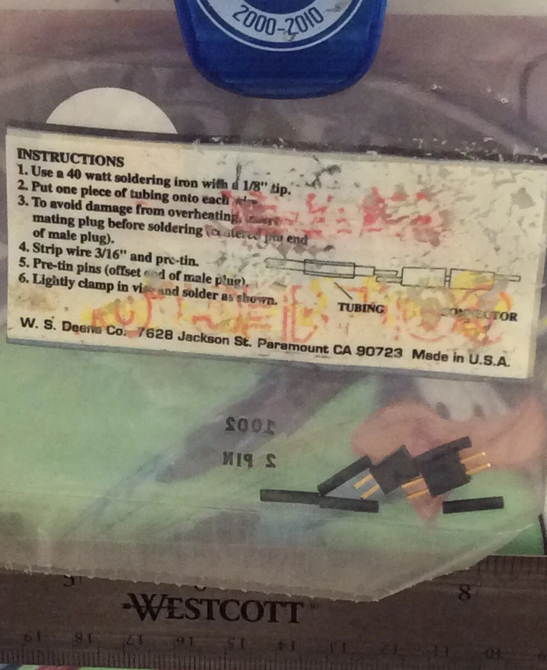 WSD1002 Deans Micro 2 Pin Connector Plugs (1 pair) NewInPackage🇺🇸Made&Shipped - Image 2 of 2