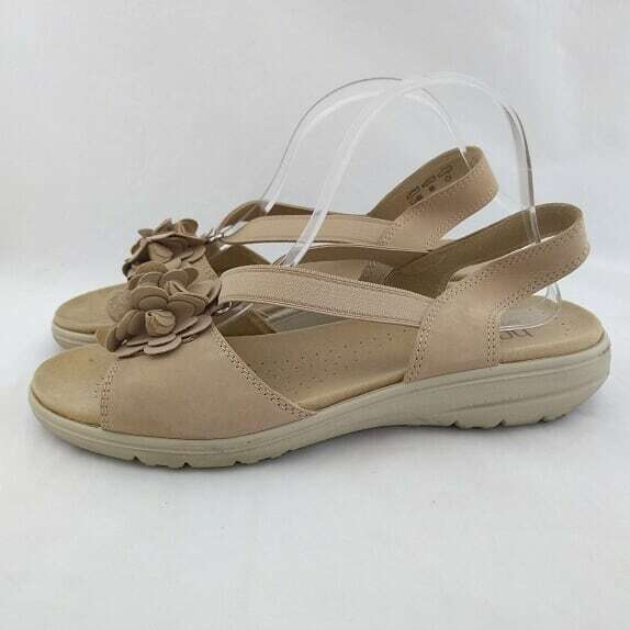 Hotter England Women 11 Sandals Comfort Concept Beige Leather Low Heel Flats | eBay