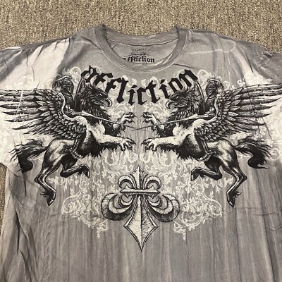 AFFLICTION T-Shirt Authentic Gray Andrei Arlovski Signature Series