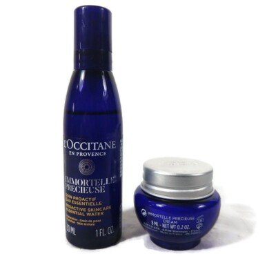 L'Occitane Immortelle Essential Water & precieuse Face cream Travel Set of 2 NEW
