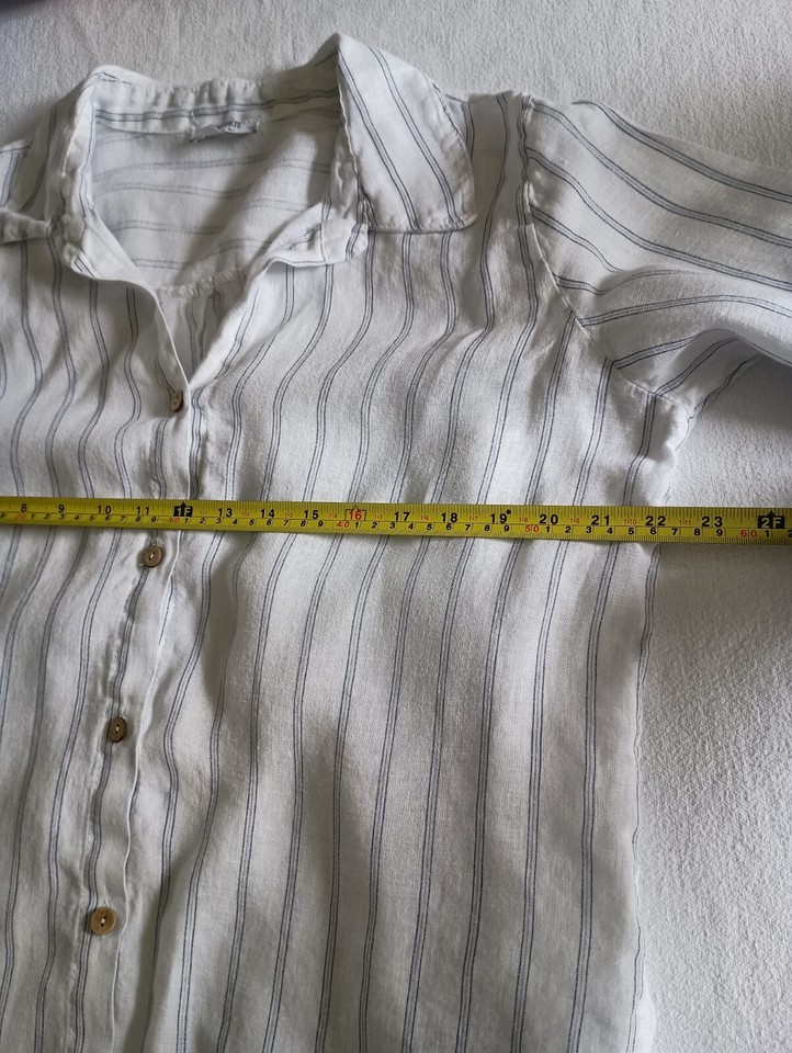 Rosemarine Italy Size Large 100 Linen Roll Tab Shirt Tunic Lagenlook