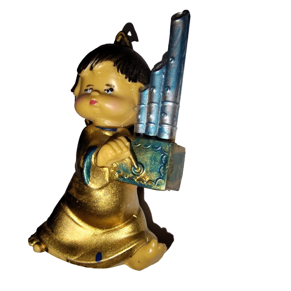 VTG 1980s Gold Angel Fontanini-style  Made in Italy, Hand-Painted Ornament cute