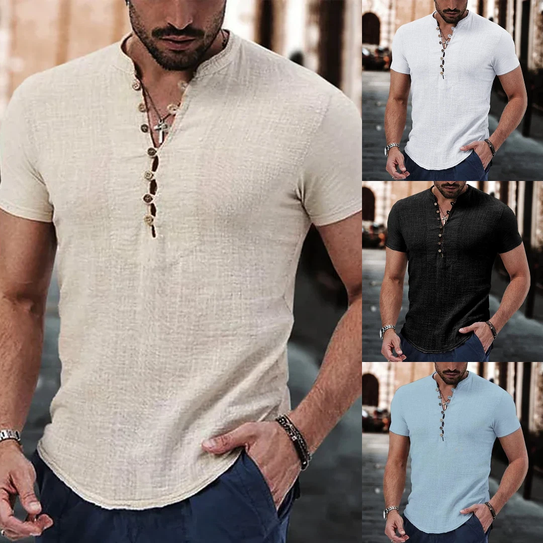 Short Sleeve Men's Shirt T-shirt Cotton Plain Polo Mens Shirts Blank *20% OFF*