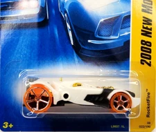 2008 1:64 Hot Wheels New Models 22/40 RocketFire White/Transparent Orange Wheels