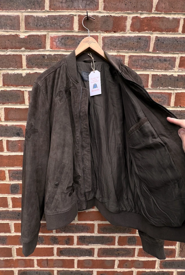 All Saints Mens MURDOCK Floral Suede Bomber Jacket Biker XL Extra Large A440 - Image 4 of 4
