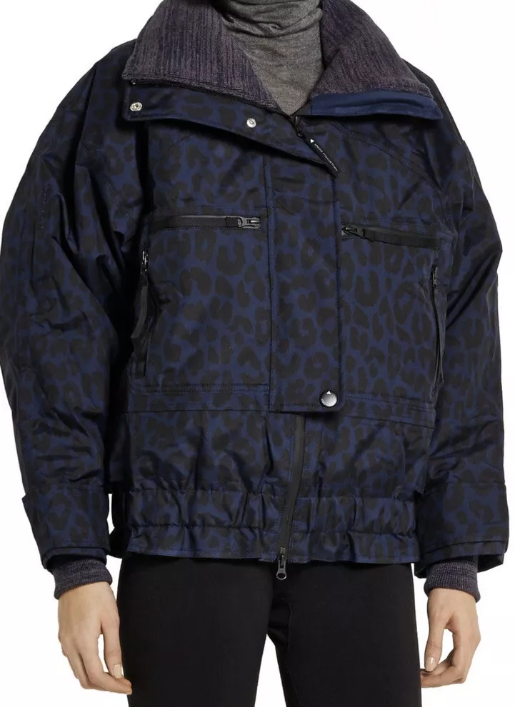 Adidas x Stella McCartney Recco Snow Ski Jacket Leopard Navy Black Coat L MINT