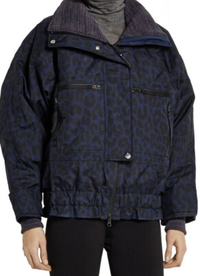 Adidas x Stella McCartney Recco Snow Ski Jacket Leopard Navy Black