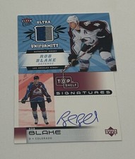 Rob Blake Avalanche Top Shelf Signed & Fleer Ultra Game Jersey (2) Card Lot!