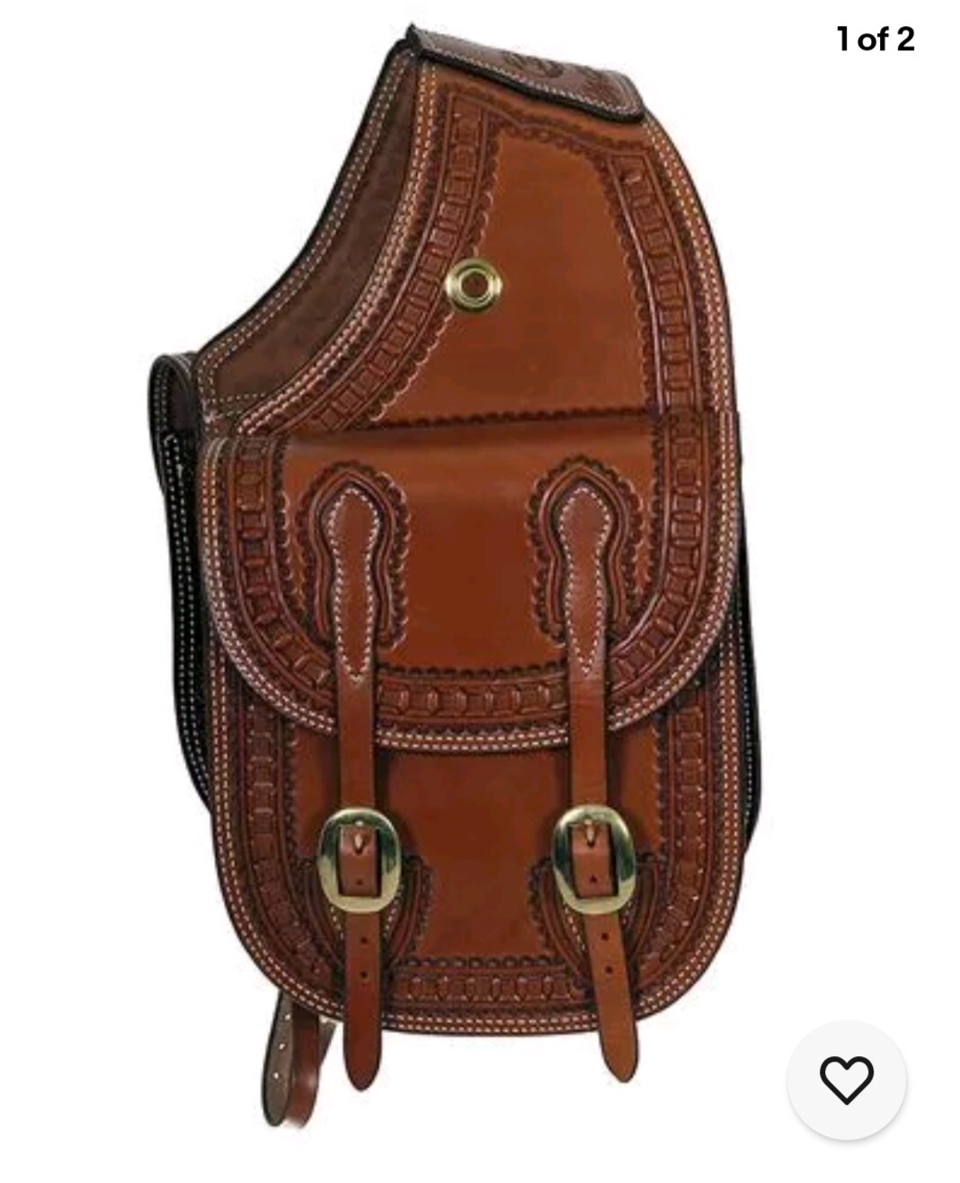 Cowhide  Leather Western Equestrian Trail Tack Tooling Carving Horse Saddle Bag