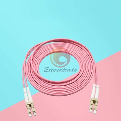 LC to LC UPC Duplex Fiber Cable OM4 Multimode 3.0mm Fiber Optic Patch Cord 50M #