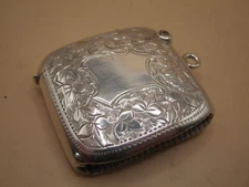 Birmingham 1911 Sterling Silver Vesta Case With Floral Engraved Detail
