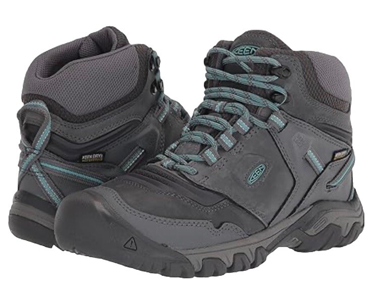 Stivali da trekking impermeabili NUOVI KEEN da donna taglia 7 M Ridge Flex 1026055 grigi