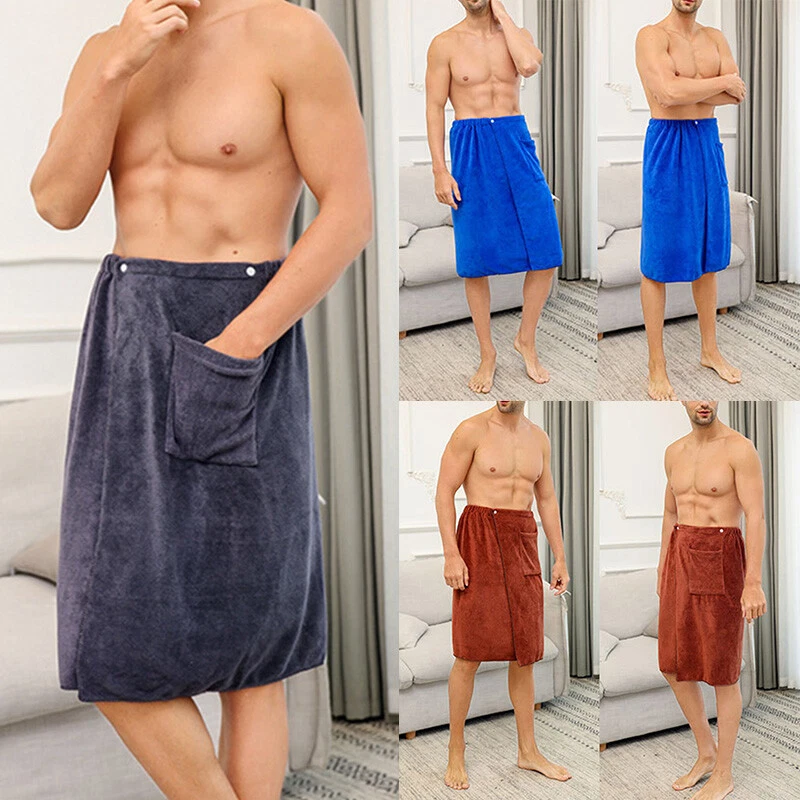 Men s Soft Cotton Bath Towels Adjustable Body Wrap Towel with