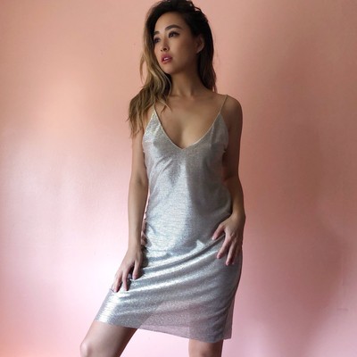 zara silver slip dress