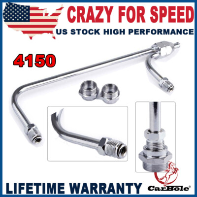 Chrome 3/8'' Dual Feed Fuel Line Hose For Holley Carburetor 4150 Double Pumper