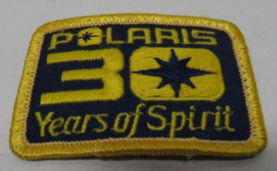 POLARIS 30 YEARS OF SPIRIT EMBROIDERED SEW ON IRON PATCH SNOWMOBILE 2'' X 2 3/4''