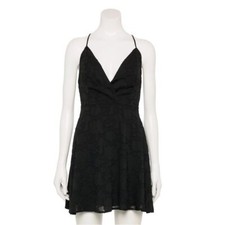 NWT Speechless Strappy Cross-Back Mini A-Line Dress Black Floral Juniors SZ S