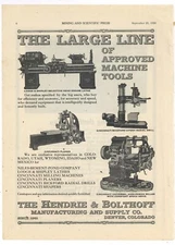 1920 Hendrie & Bolthoff Mfg. & Supply Co. Ad: Lodge & Shipley, Cincinnati Lathe