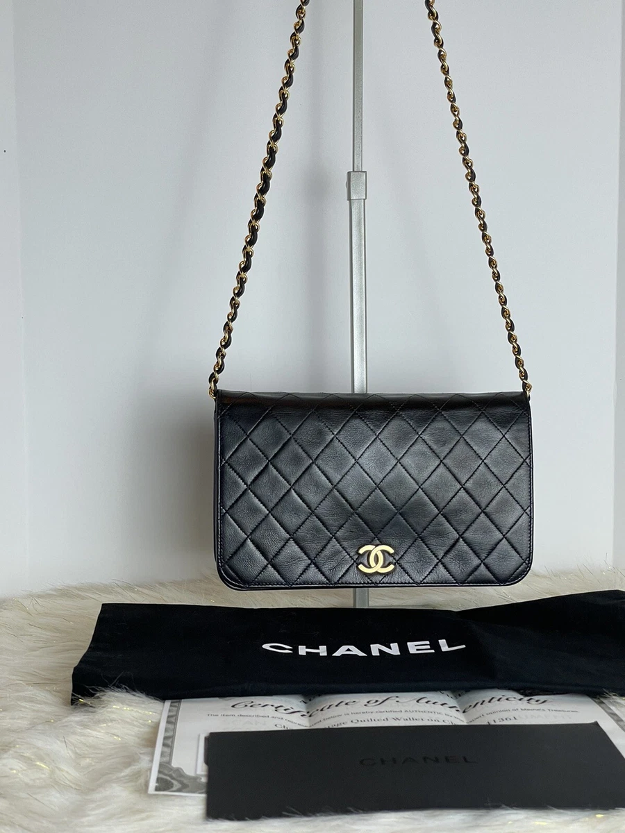 CHANEL Trendy CC Lambskin Leather Wallet On Chain Crossbody Bag Black