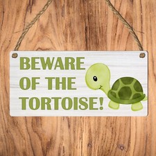 Beware Of The Tortoise Novelty Mdf Wooden Hanging Garden Sign Plaque Pet Gift