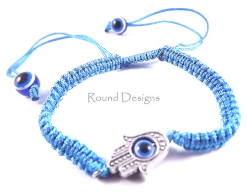 Bracelet cordon main Hamsa mauvais œil Protection contre la kabbale chance amitié cadeau famille rouge bleu noir réglable - France