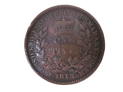 1813 Colonies of Esequiebo & Demerara One Stiver K. George III Token Coin Guyana - Image 1 of 4