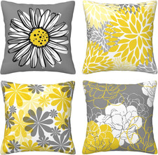 Daisy Floral Throw Pillow Covers Set of 4, Modern Decorative Cushion Covers 18X1