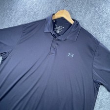 Under Armour Polo Mens XL Black Playoff Polo Short Sleeve Loose Heatgear AB973