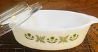 Vintage Set - Meadow Green Design - 2 Large Casserole Dishes With Original Lids.