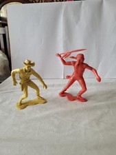 2 marx 6 inch cowboy and Indian figures vintage 