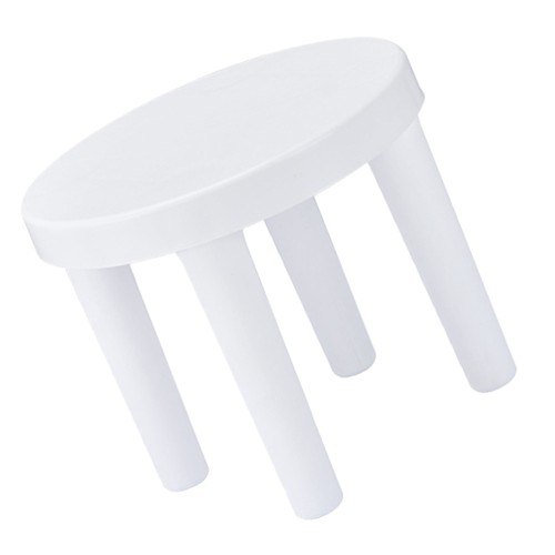 1PC Creative Plastic Small Low Stool Bathroom Anti-slip Round Stool (White)