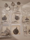 Vintage A &Z Sterling Rhodium FinishSilver Circle Charm Pendant Lot of 10  — photo 1