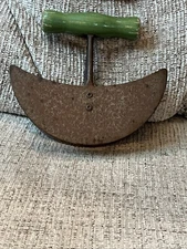 Vintage Mezzaluna Double Rocking Blade Chopper 5.5” Green Wooden Handle USA