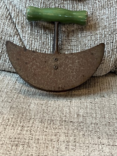 Vintage Mezzaluna Double Rocking Blade Chopper 5.5” Green Wooden Handle USA