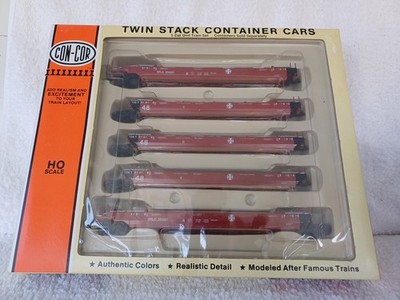 Con-Cor HO Doppelstapel Containerwagen Santa Fe Livery SFLC 254257 5er Pack