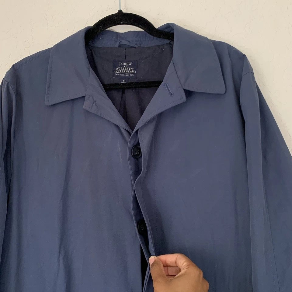 Gabardina J Crew Hombres M Azul Auténtica Prendas Exteriores Botones Bolsillos Preppy Exterior Foto 4 de 4
