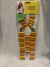 Suspenders Neon Green, Yellow, Pink, Orange Striped Costume Accessory