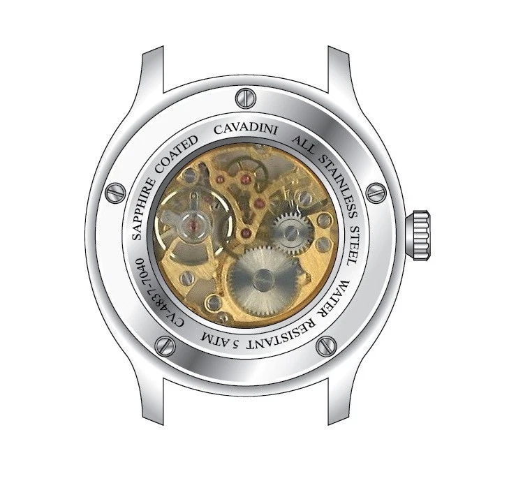 Skelettuhr mit Swiss made ETA-Peseux 7040 Handaufzug Künsterarbeit Rot Cavadini - Bild 2 von 4