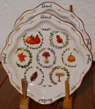 Potter's Studio Salad Dessert Plate Fall Blessed Thankful Mushroom Set of 2 NEW