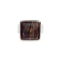 Cavill PräRie Achat Ring Damen 9,5Ct Carré Cabochon 925 Silber Platin