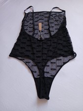 Skims After Hours Cami Bodysuit Womens 3X Onyx Logo Mesh BS-SCN-1317 G97-47
