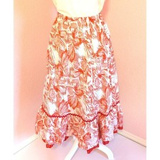Vintage Carefree Fashions Red Floral Prairie Skirt Lace Made USA S/M/L