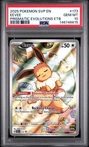2025 POKEMON PRISMATIC EVOLUTIONS ELITE TRAINER BOX PROMO #173 EEVEE PSA 10