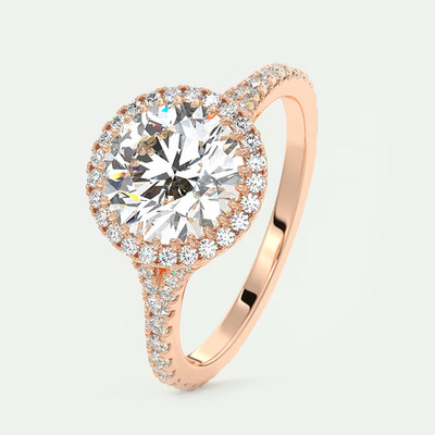 Ehering 18 Karat Rotgoldfassung rund 0,50 Karat Diamant massiv Halbfassung