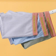 Men's Breathable Boxer Trunks Striped Cotton Underwear with Comfortable Fit