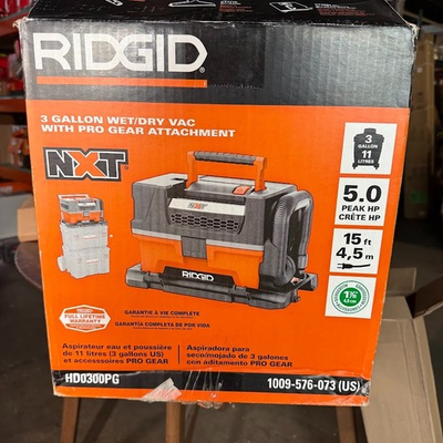 #ad RIDGID 3 Gal. 5.0 Peak HP NXT Shop Vac Wet Dry Vacuum w filter hose etc. $89.99