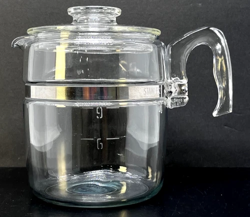 Vintage Pyrex 7759 B 9 Cup Glass Percolator Coffee Pot and Lid.