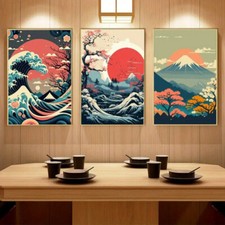 Tela Poster arte Giapponese Vintage Paesaggio naturale Decorazione parete 50x70