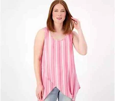 Attitudes by Renee Printed Knot Hem Tank Top-Watermelon-Large-NEW-A603283